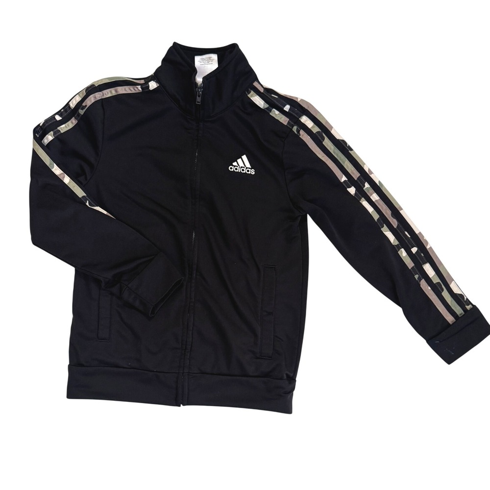 Adidas‎ Kids Black Camo 3 Stripe Full Zip Track Jacket Regular Fit Size S 8